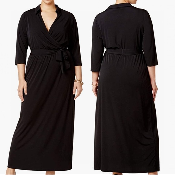 NY Collection Wrap Black Maxi Dress Size 3X - Picture 1 of 11